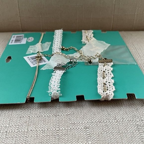 Capelli Kids Choker Necklace White Lace Gold Tone Chain Necklace Fashion Jewelry - Picture 7 of 11